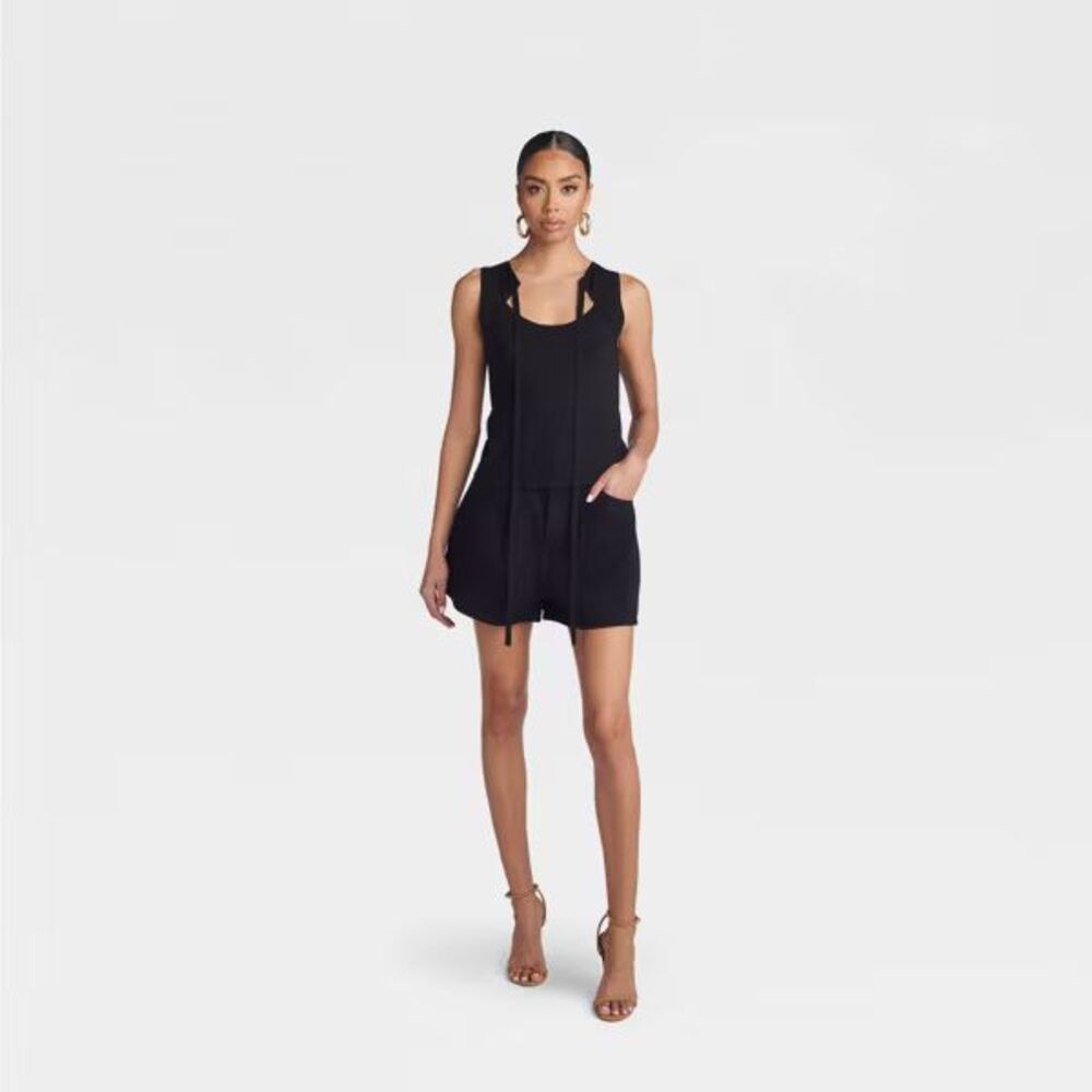 KBB by KAHLANA Women's 'The Tie Front Tank Top', Black, Size XL